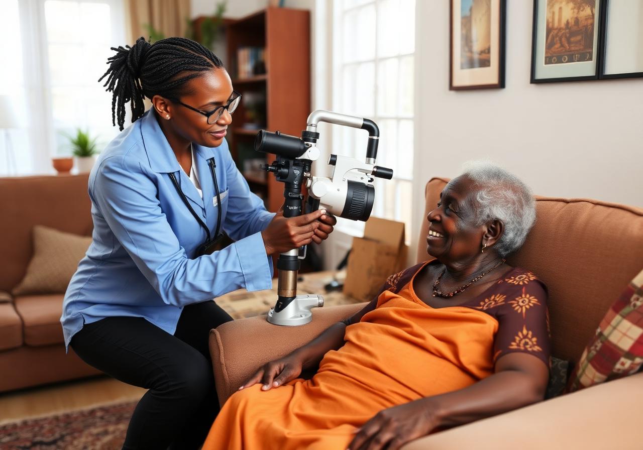 Home eye care visit for elderly patient